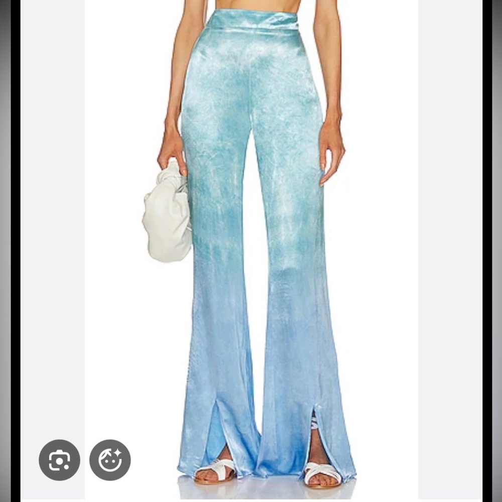 Rays For Days Lelia Pants Periwinkle Ombre Blue Tie-Dye Flares Satin Revolve S